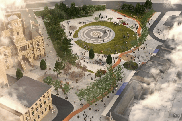 An artist representation of the new Dewsbury Town Park