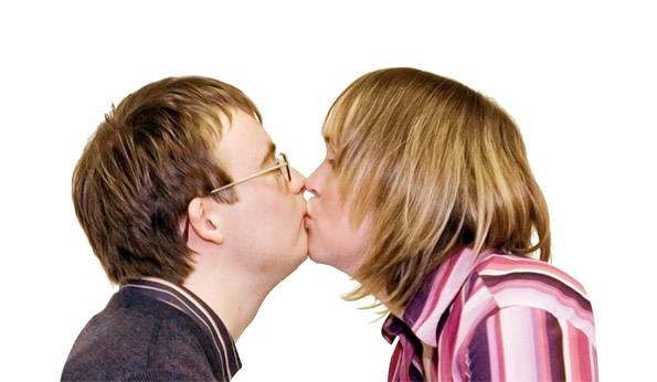 Two people kissing