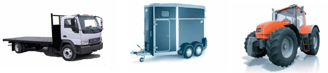Flat-bed vehicles, horse boxes, agricultural vehicles