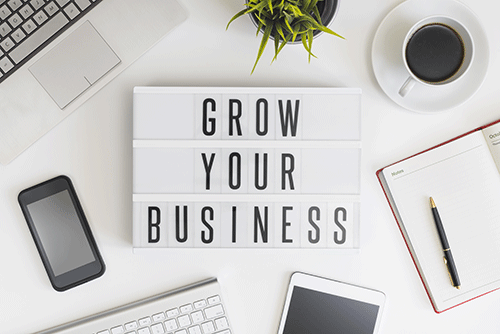 Letters spelling Grow Your Business