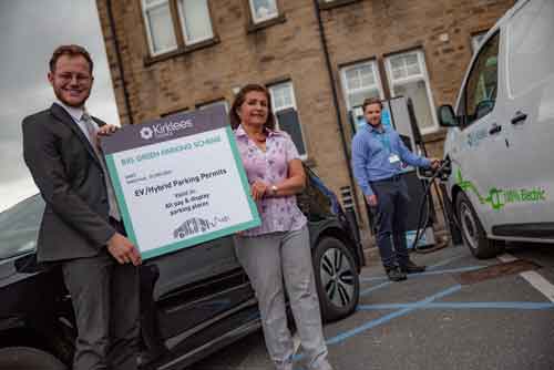 A council electric van being charged