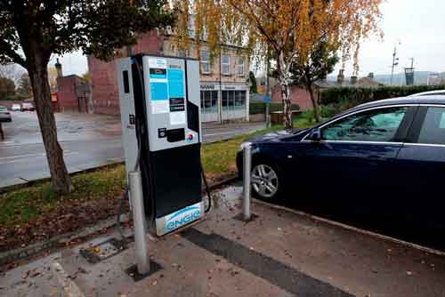 An electric vehicle at a charging point