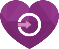 Heart shaped vector graphic with an arrow inside