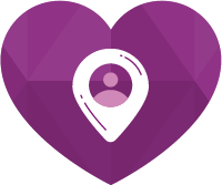 Heart shaped vector graphic with a map pin