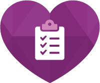 Heart shaped vector graphic with a tick clipboard