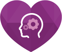 Heart shaped vector graphic of a head and cogs