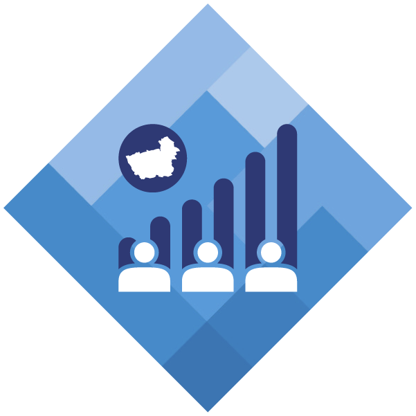 Diamond shaped vector graphic with a graph inside