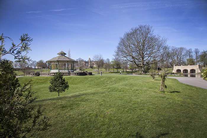 View towards the bandstand in the park