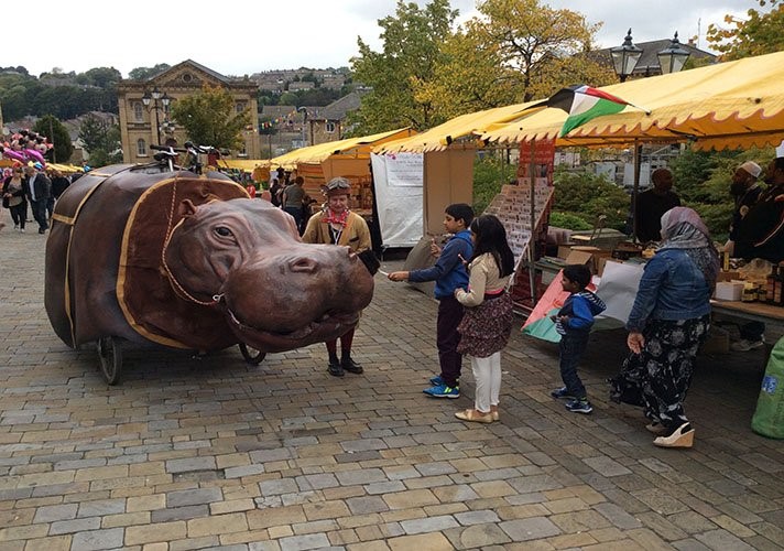An impressive-looking hippo vehicle at the market