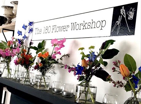 Flower displays at The 180 Workshop and Loft