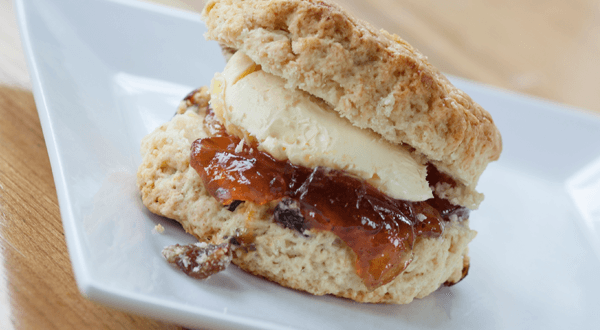 scone with jam and cream