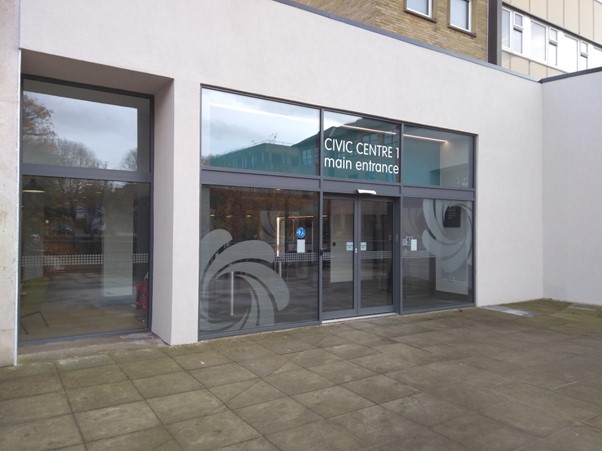 front view of civic centre 1 building