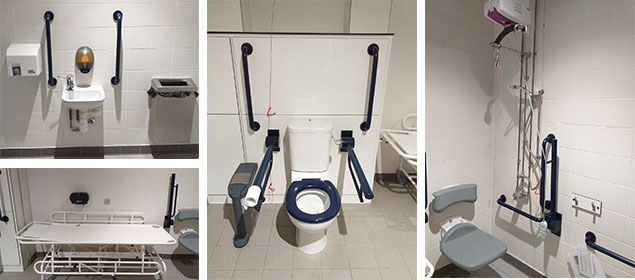 Huddersfield leisure centre general changing toilet, sink and shower
