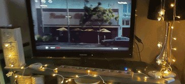 Photograph showing Sarah's home being illuminated using battery powered fairy lights