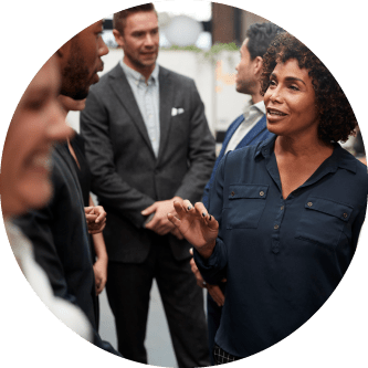 Diverse people collaborating