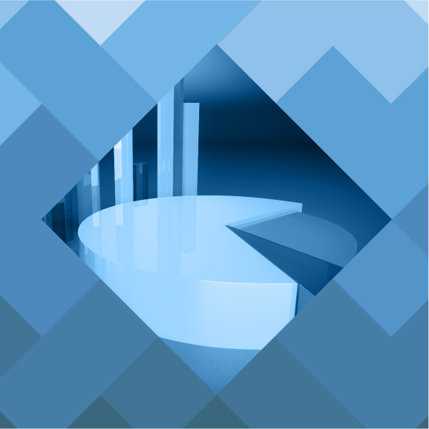 Square shaped vector graphic with a pie chart inside.