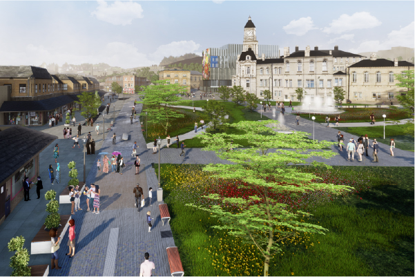 A concept art of Dewsbury Riverside