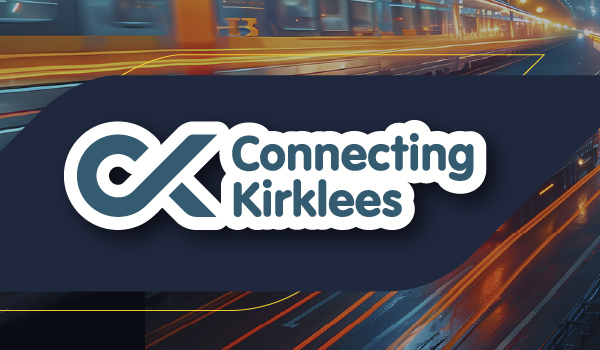 A rectangle vector image with the Connecting Kirklees logo inside