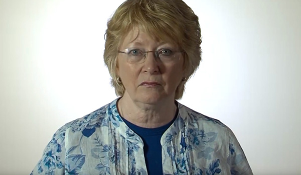 Woman looking into camera