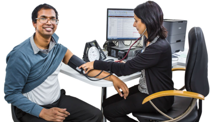 Person taking a health test