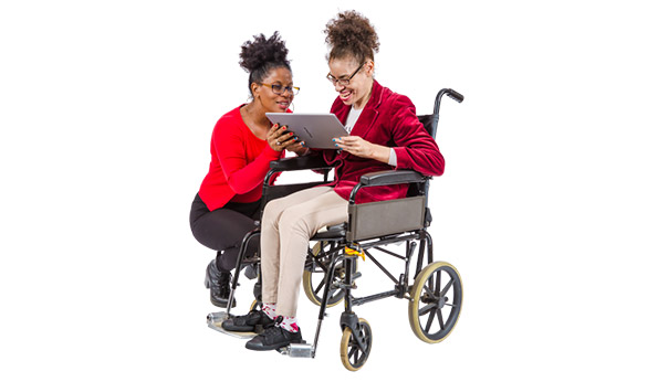 Two people holding a tablet computer