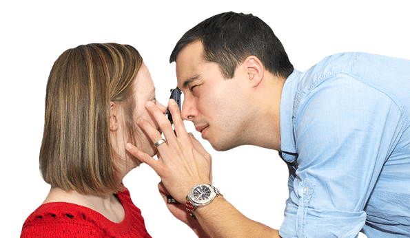 A person having an eye test