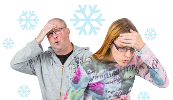 Two people suffering from flu