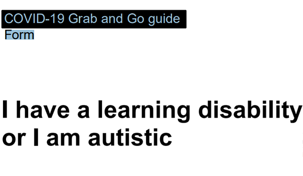 Screenshot of the Grab and Go form