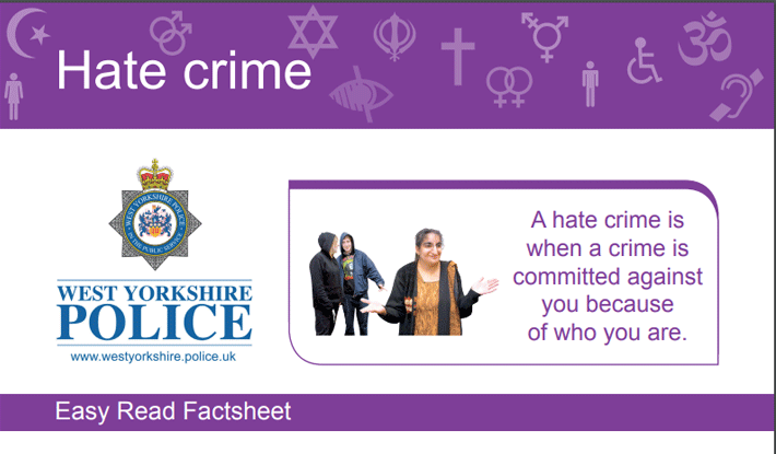 Screenshot of hate crime information