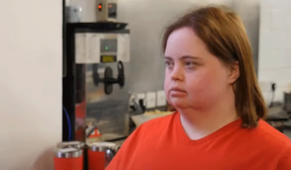 A woman looking sideways