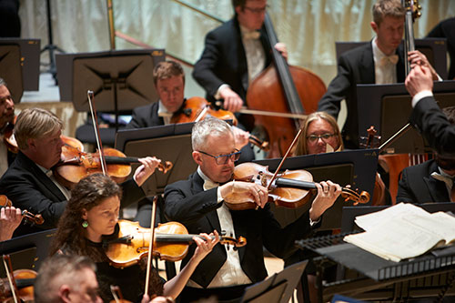 Violinists at a concert