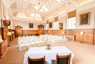 A wedding set up at Dewsbury Town Hall