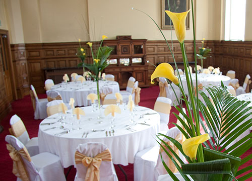 Wedding tables setup at Dewsbury Town Hall