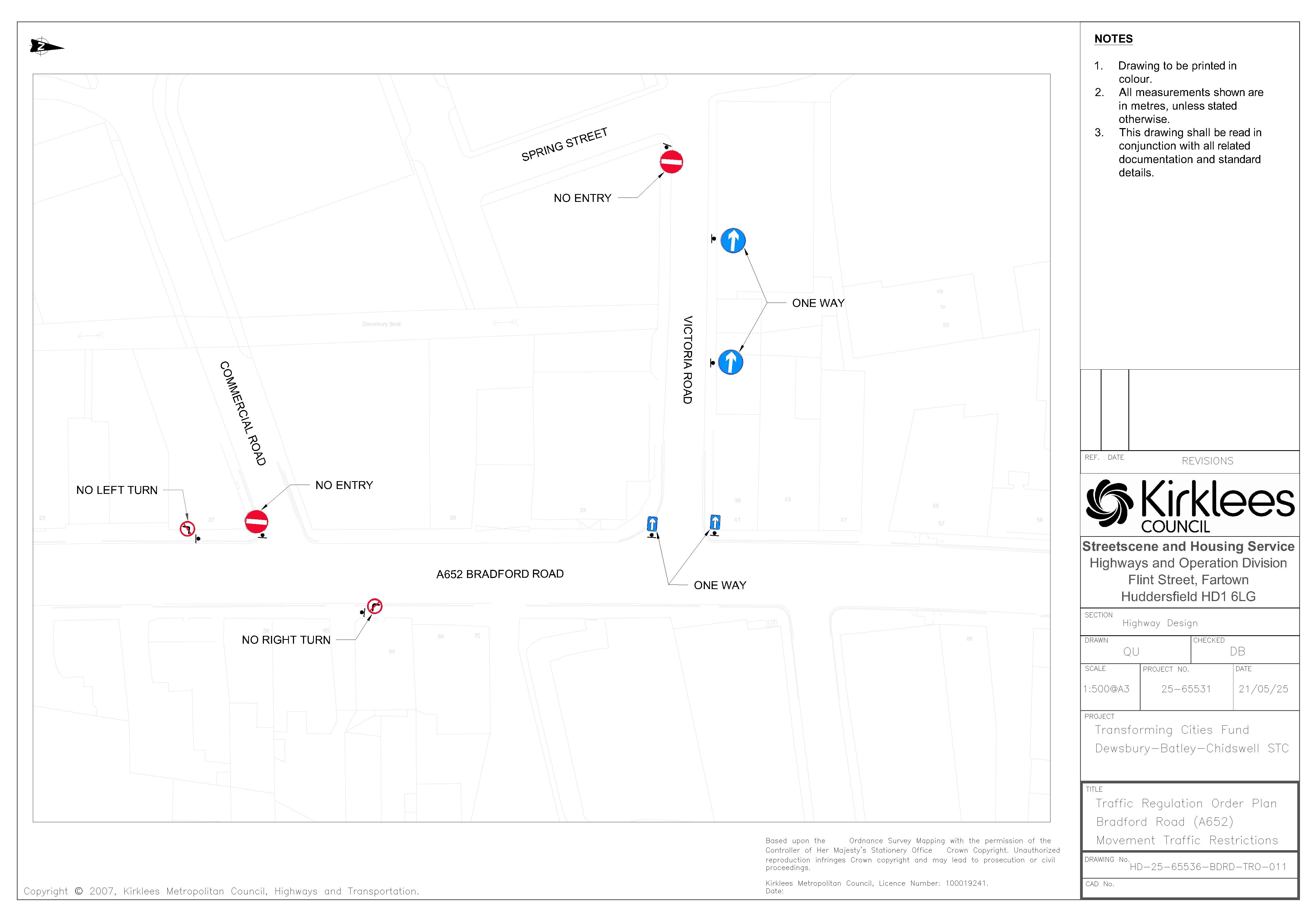 TRO Plan Bradford Road (A652) moving traffic restrictions 1