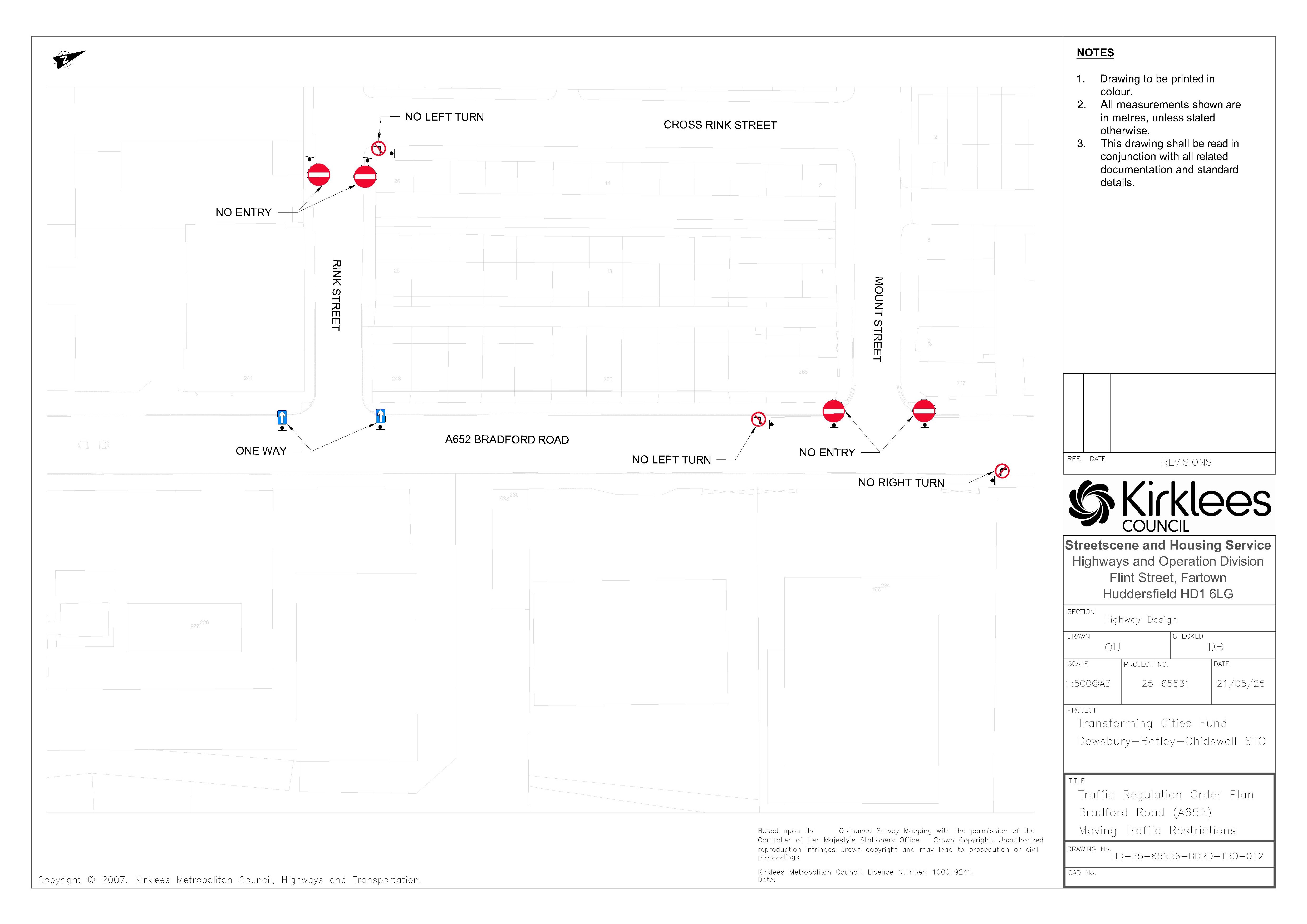 TRO Plan Bradford Road (A652) moving traffic restrictions 2