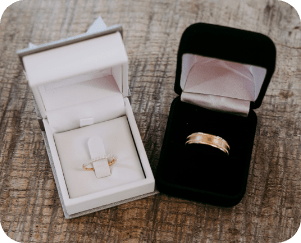 Wedding rings in their own individual boxes