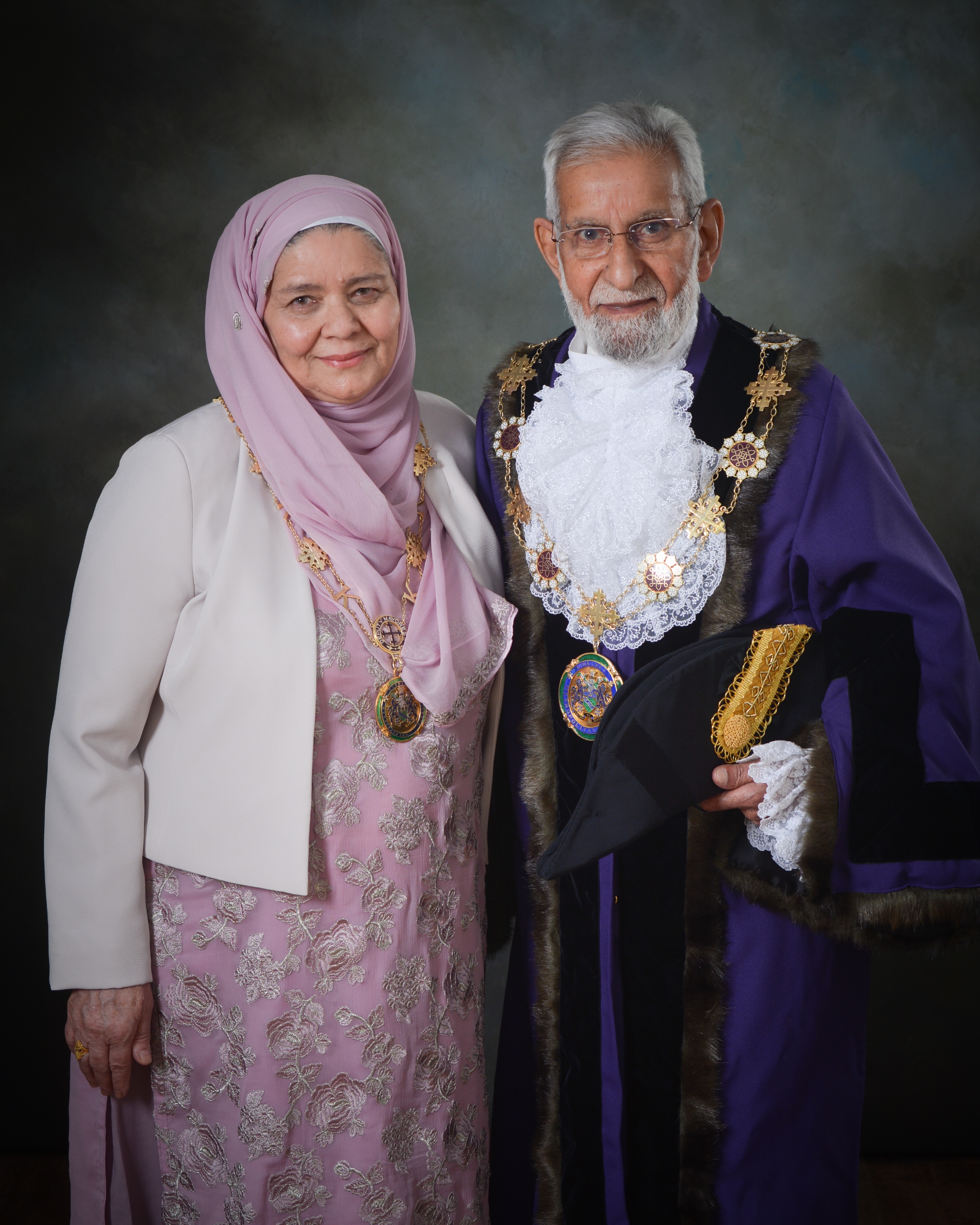 The Deputy Mayor and Deputy Mayoress of Kirklees, Councillor Mahmood Akhtar and his wife, Ghulam Hafiza