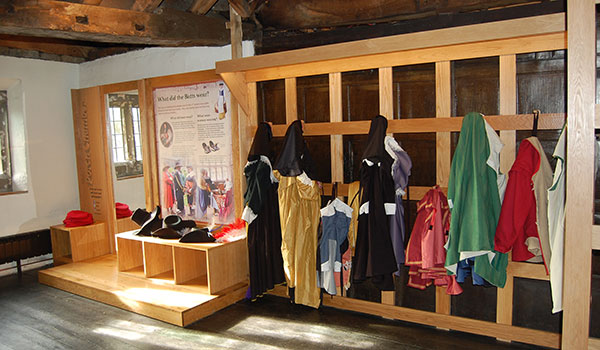 Oakwell Hall dress up clothes hanging up